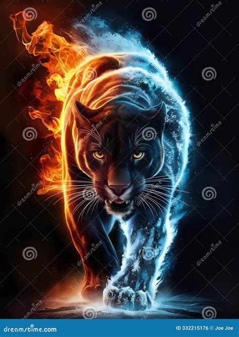 Tiger of Fire and Ice stock illustration. Illustration of darkness ...