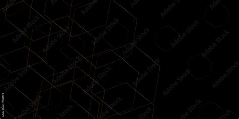 Abstract black background with hexagon and hexagonal background. Abstract golden hexagon concept ...