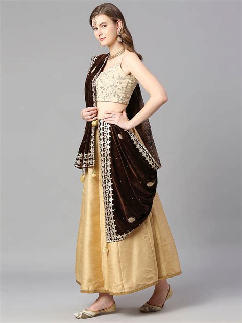 Gotta Patti Work Velvet Brown Dupatta With Danglers – Dupatta Bazaar