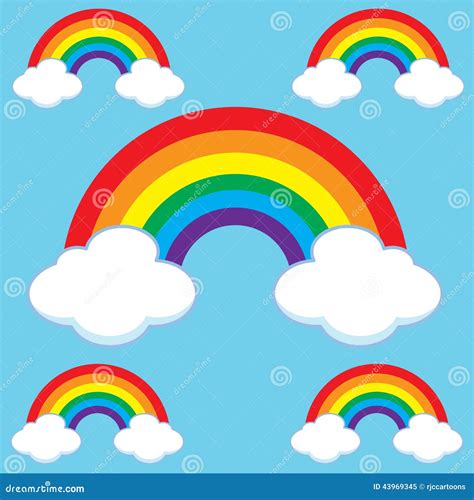Cartoon Rainbows and Clouds Set Stock Vector - Illustration of clouds ...