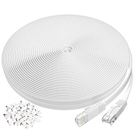 Cat 6 Ethernet Cable 50 ft White for Ethernet Switch,Flat Network Cable ...