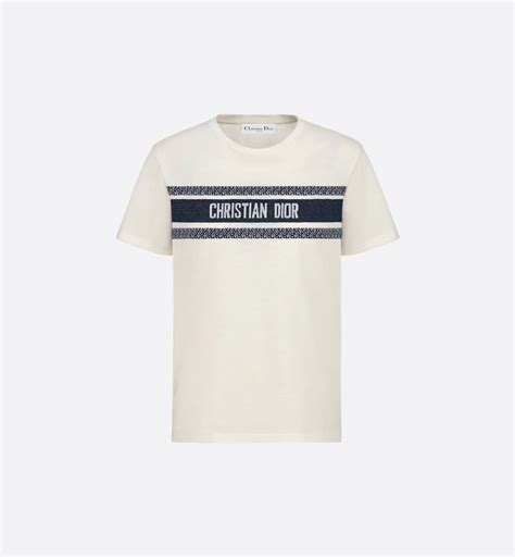 T-shirt Jersey de coton blanc et bleu marine | DIOR