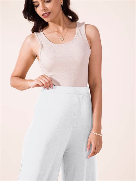 White Viscose Knit Palazzo – Go Colors India