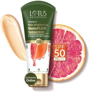 Lotus Botanicals Sunscreen - SPF 50 PA+++ Vitamin C Skin Brightening ...