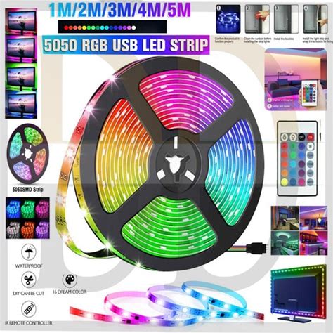 Dailydeals_online 5V RGB LED Strip Lights with USB for TV and Cabinet ...