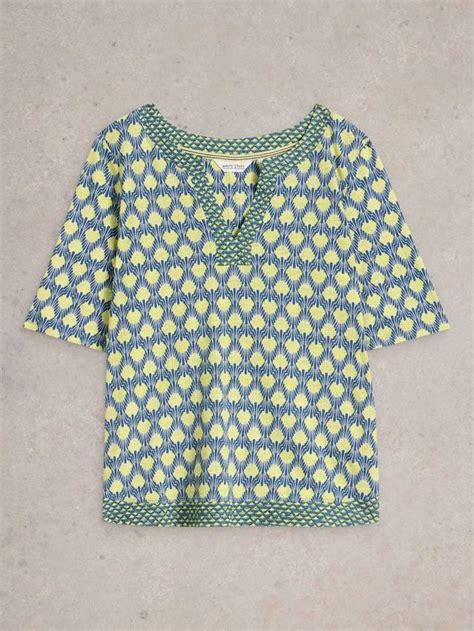 White Stuff Weaver Organic Cotton Woven Top, Navy Blue