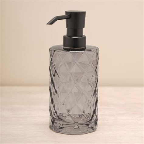 Pure Home + Living Black Prism Texture Glass Soap Dispenser : Amazon.in ...