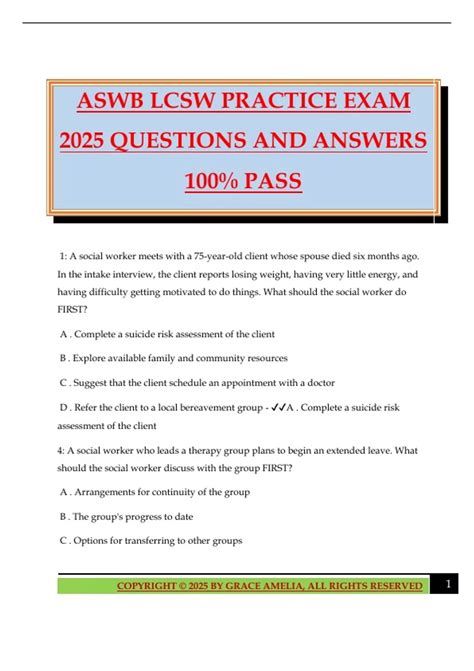 ASWB LCSW PRACTICE EXAM 2025 QUESTIONS AND ANSWERS 100% PASS - LCSW ...