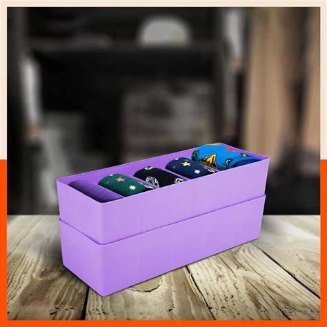 Bathla Drawer Organizers (Set of 2)- 5 Grids Lavender Color Multi ...