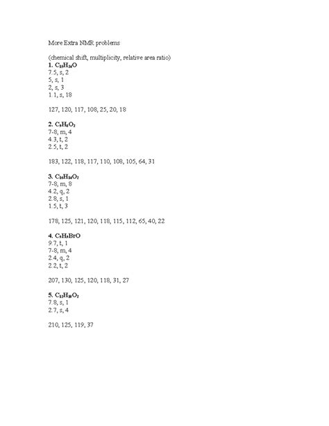 NMR practice problems - CHM 3006 - More Extra NMR problems (chemical ...