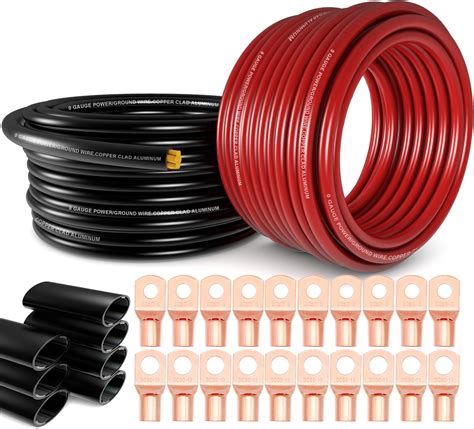 1/0 Gauge Wire(20ft Each - Red/Black) Copper Clad Aluminum CCA ...
