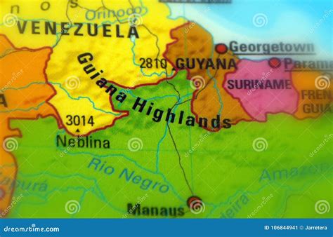 Guiana Highlands Physical Map