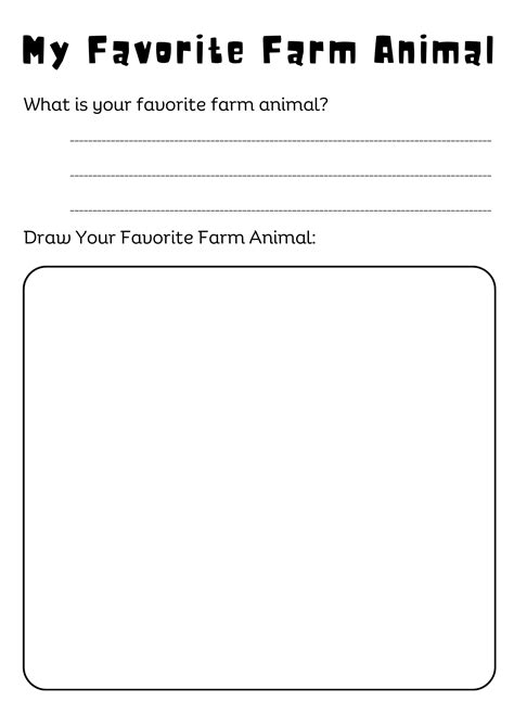 Printable preschool my favorite farm animal worksheet for kindergarten ...