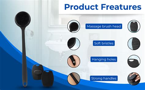 2-in-1 Long Handle Soft Silicone Back Body Scrubber for Women & Men ...