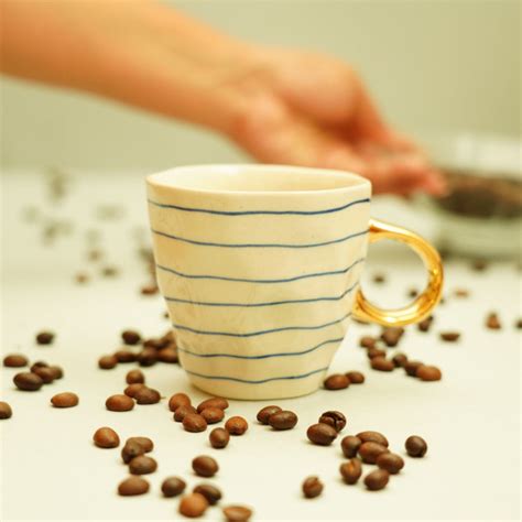 Estelle Mug Round Lines Blue – Belleza Casa