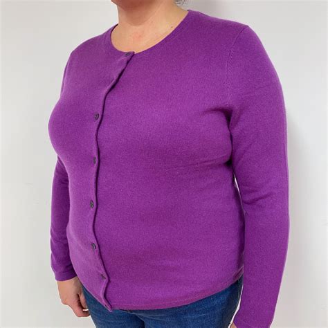Violet Purple Cashmere Crew Neck Cardigan Extra Large – NEARLY NEW ...