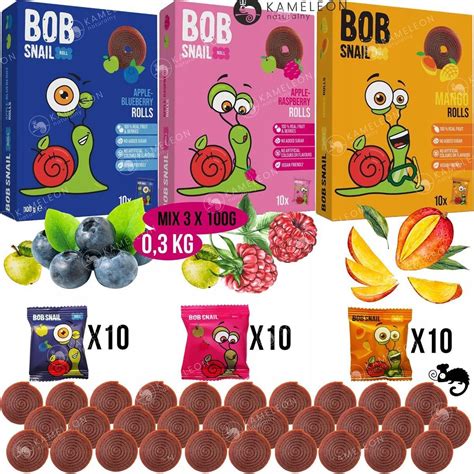 Bob Snail Eco Snack Wielopak 10 Pojedynczych Ślimaków Przekąska Mango ...