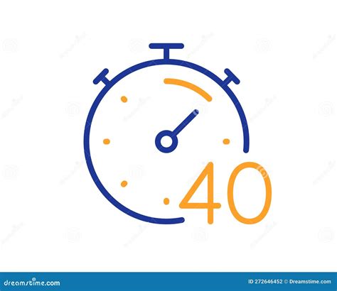 Timer 40 Minutes Line Icon. Stopwatch Time Sign. Vector Stock Vector ...