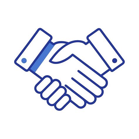 A blue and white logo with a white background that says quot handshake ...