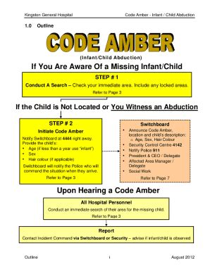 Fillable Online Code Amber: Infant security is everyone's job Fax Email ...