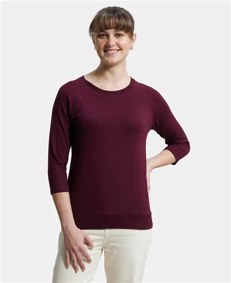 Buy Super Combed Cotton Viscose Elastane Regular Fit Solid Round Neck ...