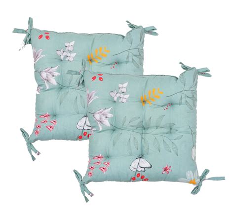 RRC Microfiber Cotton Chair Pads with Four Corner Ties 16X16 in, Square ...