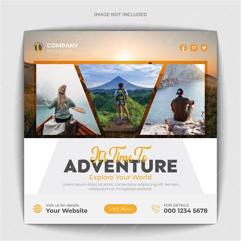 A flyer for a website that says it's time to adventure. | Premium Vector