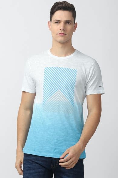 Buy Men Blue Print Round Crew Neck Crew Neck T-shirt Online - 741132 ...