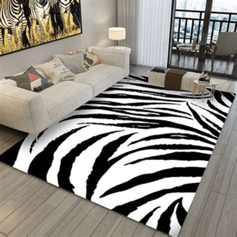 Black And White Zebra Area Rugs, Modern Abstract Art Rug, Irregular ...