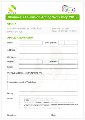 Acting-Workshop-Form - Chsuk - Fill and Sign Printable Template Online
