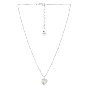 Accessorize London Women's Silver Textured Heart Pendant Necklace ...