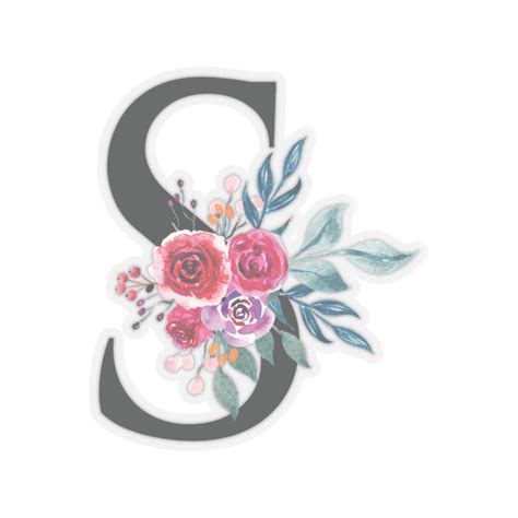 Letter S Sticker Floral Initial Monogram Floral Name Sticker Wedding ...