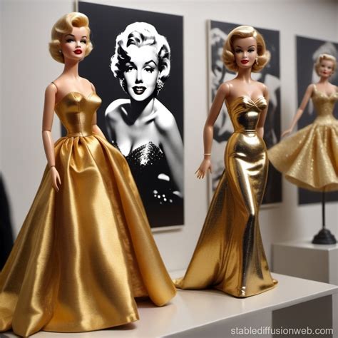Golden Dress Doll with Classic Hollywood Posters | Stable Diffusion Online