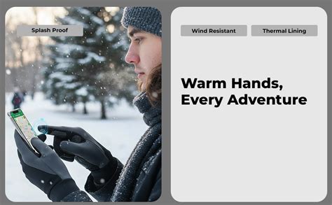 GUSTAVE® Winter Gloves for Men Splashproof Windproof Thermal Plush ...