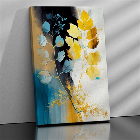 Abstract Art Blue and Golden Color Canvas Print for Home and Office Wa ...