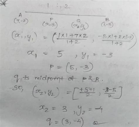 Find the points of trisection of the line segment joining points A(7 ...