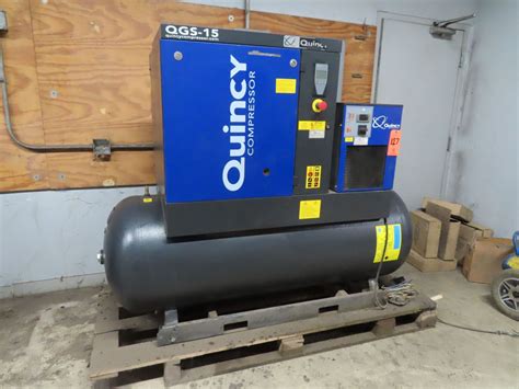 Quincy 15-HP Model QGS-15 Type OGS15D-T120 All-In-One Horizontal Tank ...
