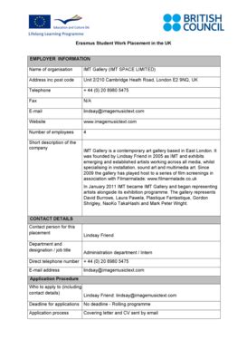 Fillable Online ismai IMT Gallery Work Placement Offer Form INCOMING ...