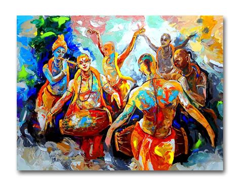 Tamatina Modern Art Canvas Painting |Devotees of Krishna| Religious God ...