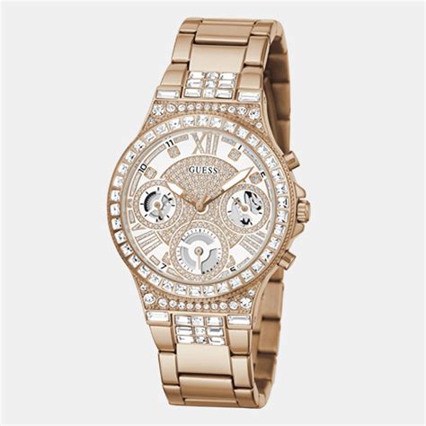Guess Women Quartz Rose Gold Dial Chronograph Stainless Steel Watch ...
