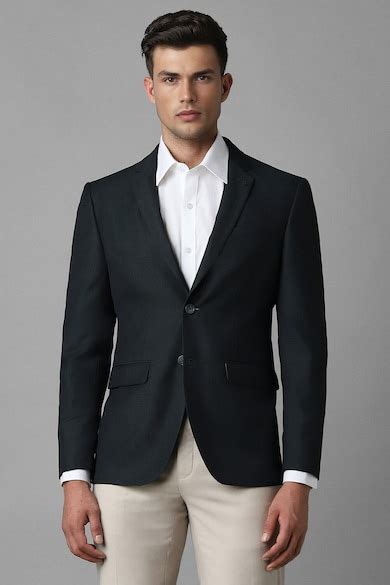 Buy Men Black Slim Fit Textured Formal Blazer Online - 39663338 | Louis ...