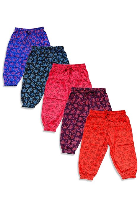 T2F Girls' Printed Capri (Pack of 5, Red- Black- Purple- Blue- Pink, 6 ...