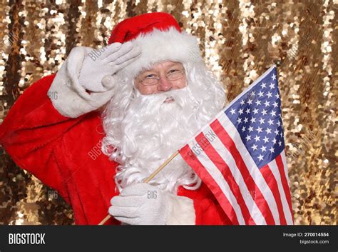 Santa Holding American Flag