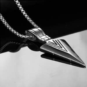 Crazy Fashion Silver Color Triangle Arrow Head Pendant Necklace for Men ...