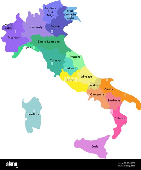 Vector isolated illustration of simplified administrative map of Italy ...