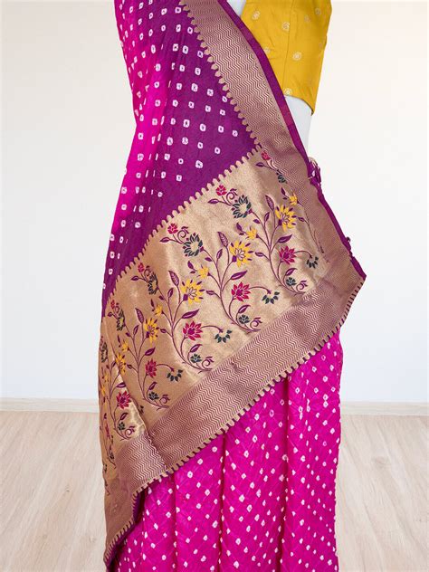 Bandhani Saree | Bandhej / Chunri / Gaji Silk Bandhani Sarees Online ...