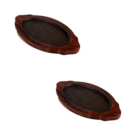 Buy VK KRAFTS Premium Cast Iron Sizzler Plate with Wooden Base Handle ...
