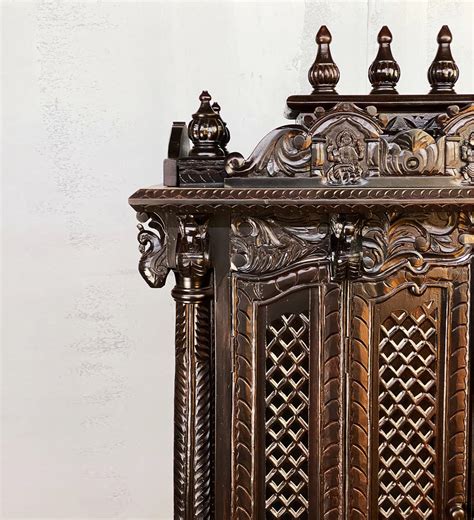 South Indian Style Hand Carved Solid Sheesham Wood Pooja Mandapam ...