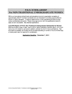 Fillable Online financialaid okstate PEO SCHOLARSHIP For NON ...