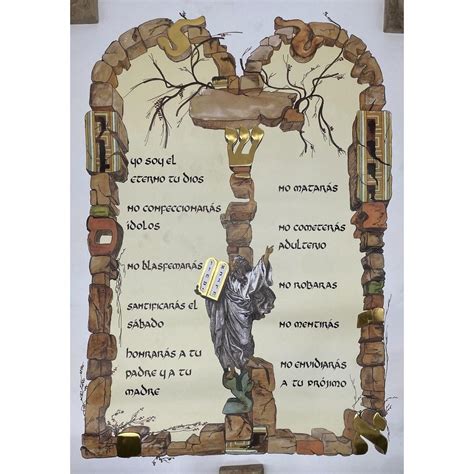 The Ten Commandments in SPANISH Gorgeous Vintage Poster From Israel, 66 ...